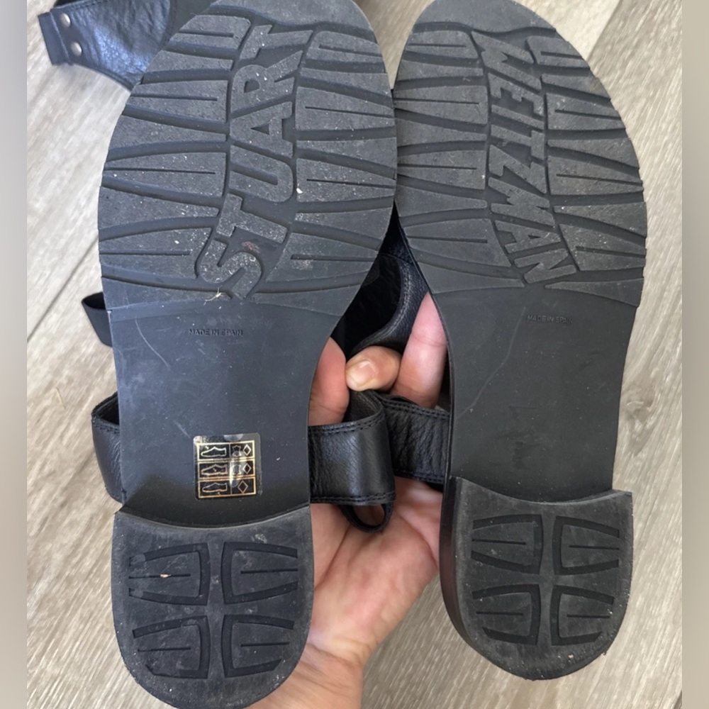 Stuart Weitzman Backview Tall Gladiator Black Leather Sandal Size 37 US 6.5 - Picture 9 of 9
